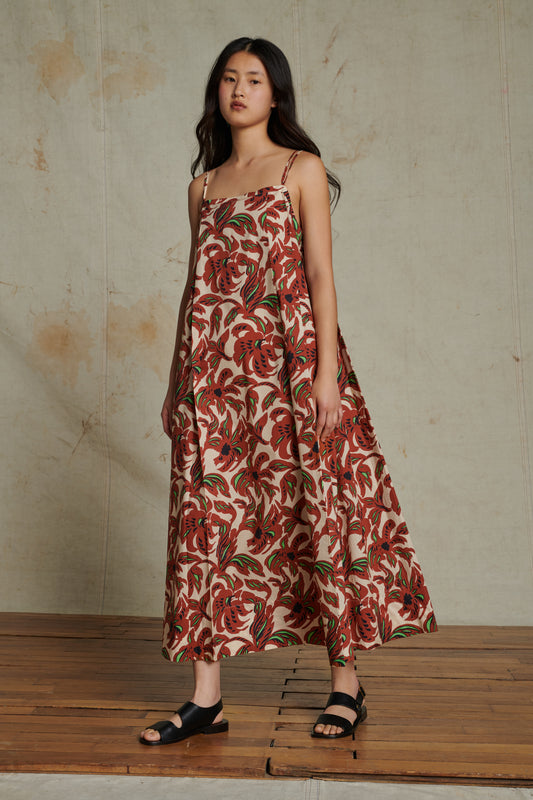 Robe Avignon - Terre Battue/Vert - Coton - Femme