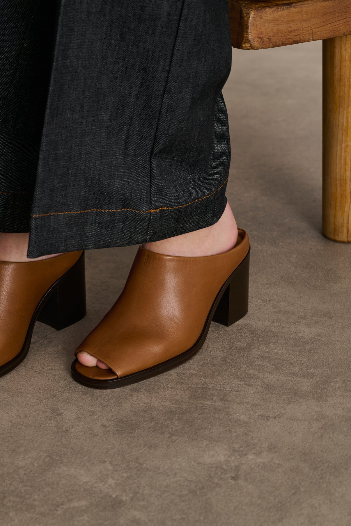 Mules Down - Honey - Cuir - Femme vue 2